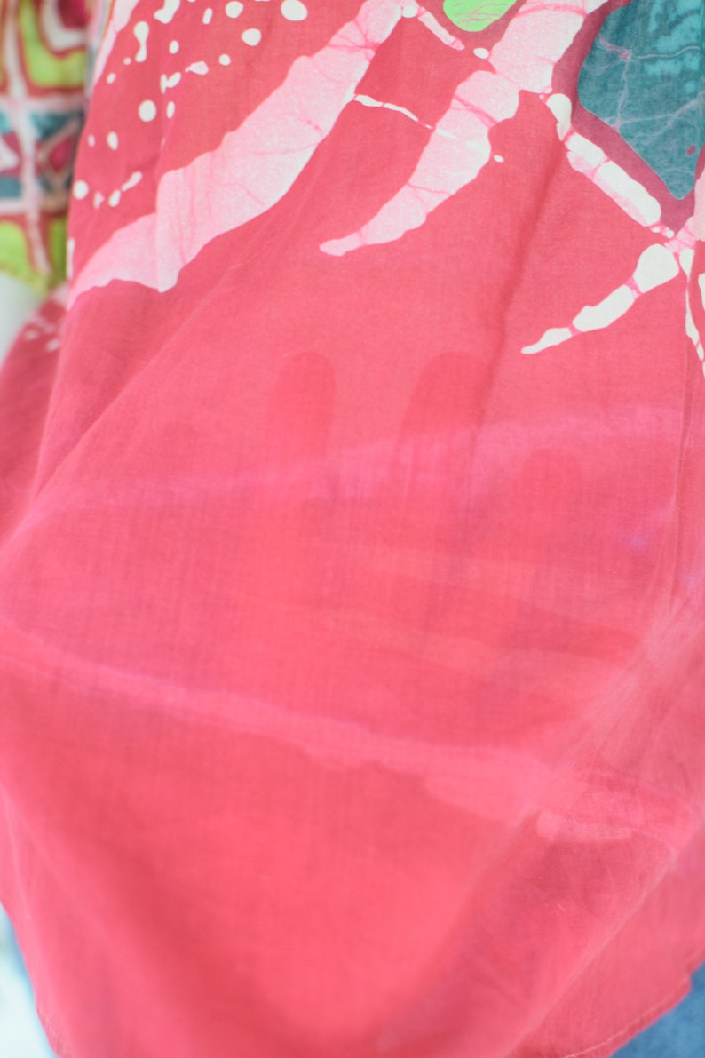 Pink Batik Tunic Sri Lankin Patterned Shirt Womens Small Medium Large
