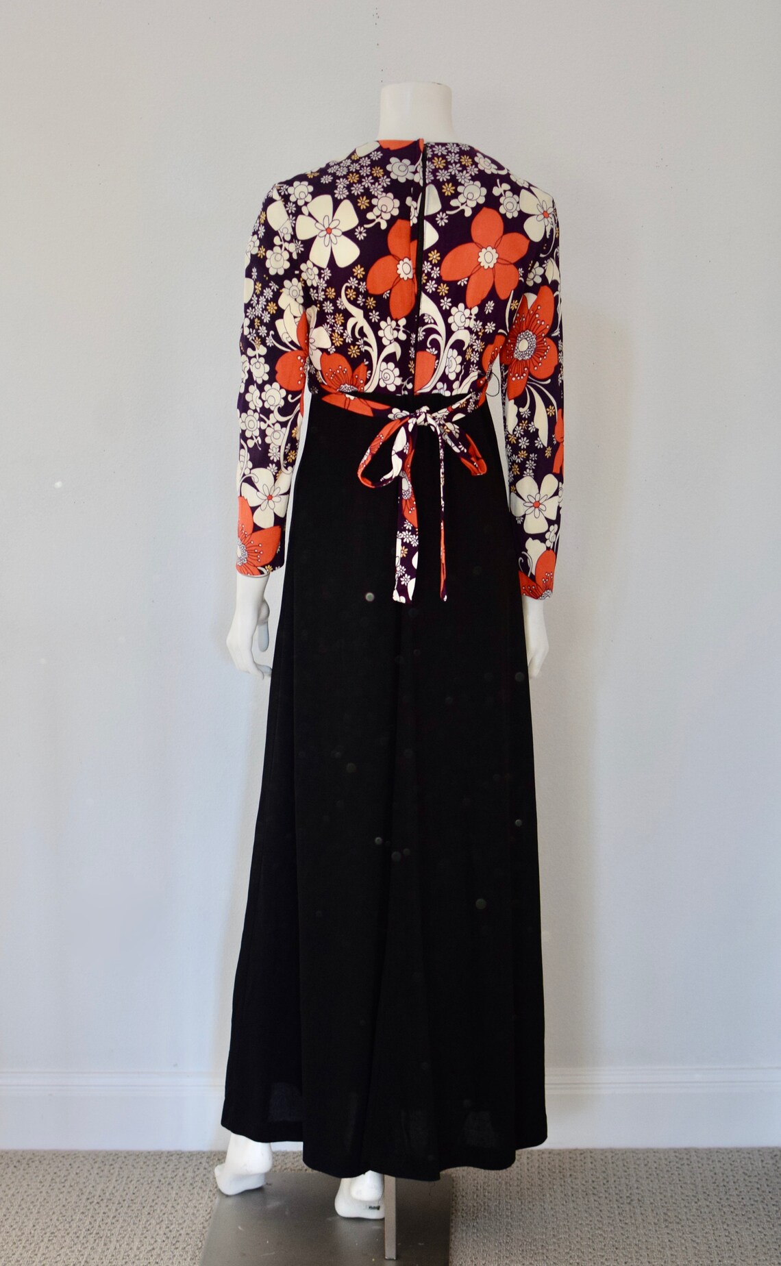 70s Maxi Dress/ 1970s Mod Print Dress/ Retro Floral Boho - Etsy