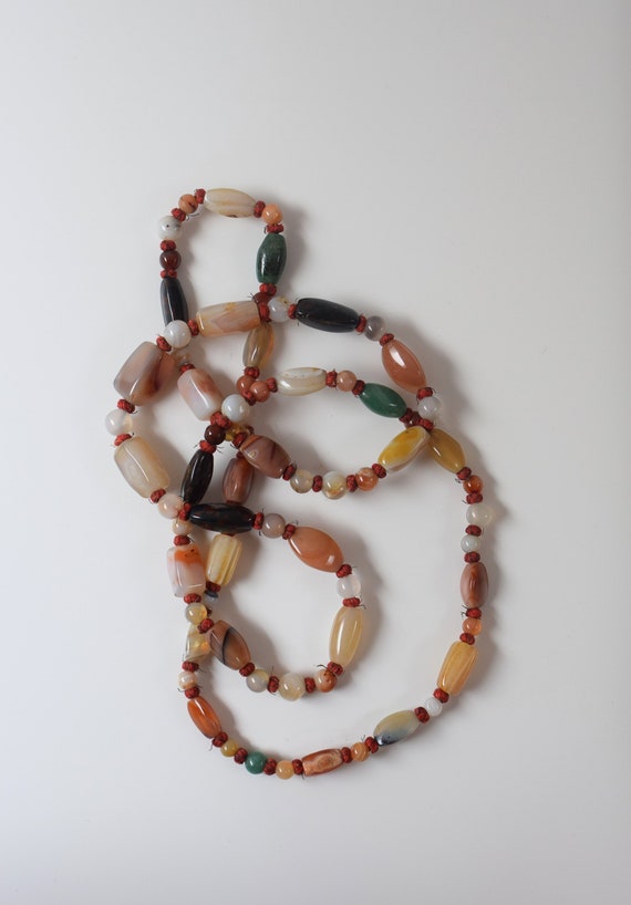 Beggar's Bead Necklace/ Natural Stone Agate Necklace/ Boho - Etsy