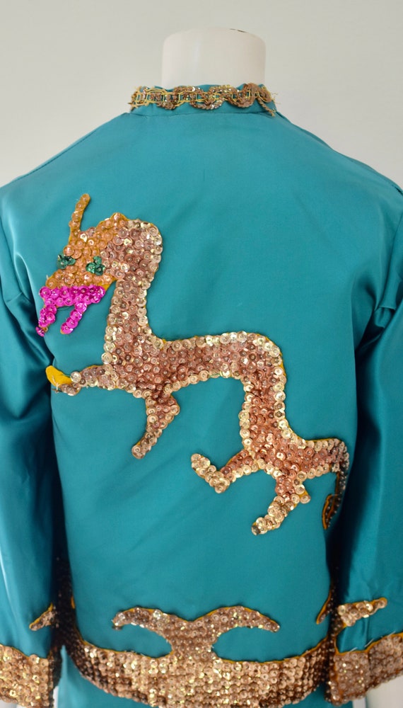 60s Dragon Costume/ Vintage Satin Sequin Outfit/ … - image 4