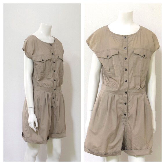 khaki jumpsuit shorts