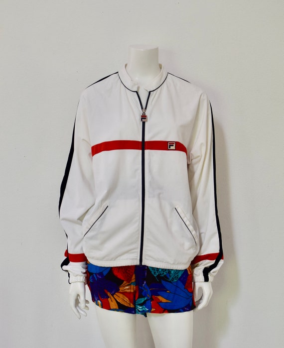 80s Fila Track Jacket/ 1980s Warm Up Jacket/ Whit… - image 2