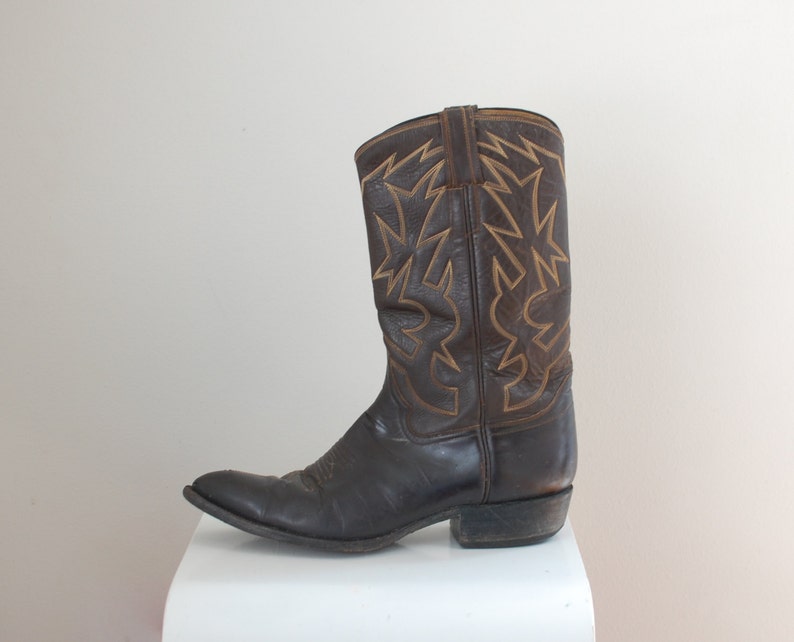 Hondo Leather Cowboy Boots/ Dark Brown Western Boots/ | Etsy