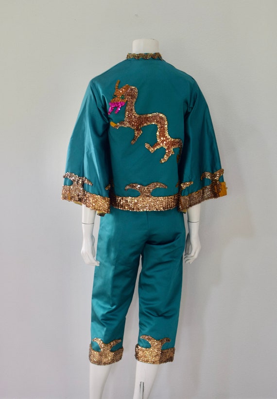 60s Dragon Costume/ Vintage Satin Sequin Outfit/ … - image 3