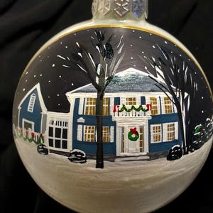 Your House Custom painted on a glass Christmas ornament, Custom Painted House Ornament First Home Christmas bulb, Custom Painted House, home