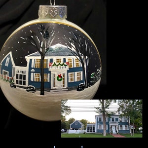 Custom Painted House Ornament, Custom First Home Ornament, Custom Painted House Bulb, Custom House Realtor Closing Gift image 2