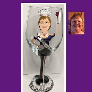 Birthday Caricature Wine Glass 60th Birthday Wine Glass, Birthday 50th Birthday 40th Birthday 30th birthday