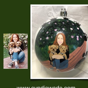 Portrait Ornament, Person Ornament, Family Portrait, Family Painted Christmas Ornament Bulb, Hand Painted  Portrait Ornament (1 person) )