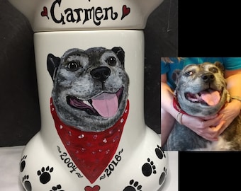 Pet Urn Dog Urn Dog Portrait Custom Painted