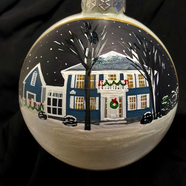 Custom Painted House Ornament, Custom First Home Ornament, Custom Painted House Bulb, Custom House Realtor Closing Gift