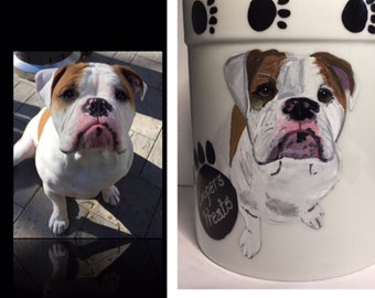 Dog Treat Jar Canister, Custom Treat Jar,  Painted Dog Bone Jar, Dog Cookie Jar