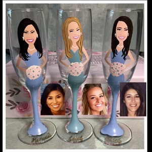 HOT DEAL! FREE Bride when you buy 5 or more! Bridesmaid Caricature Champagne  wedding party gifts