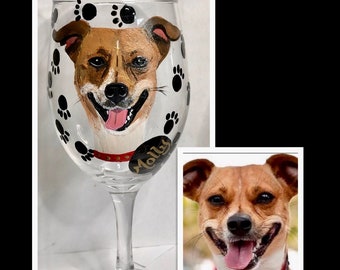 Dog Wine Glass, Custom Painted Dog Wine Glass, Painted Dog, Portrait Dog Wine Cup