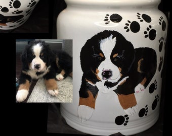 Custom Dog Treat Jar, Custom Painted Treat canister, Dog Portrait
