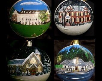 Home Custom Painted Christmas Ornament, Painted House Ornament Bulb