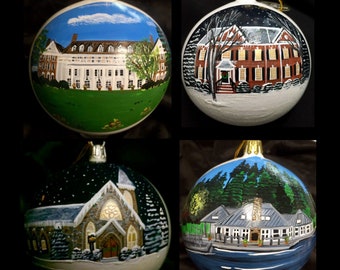 Beautiful hand painted custom Home Ornament, Custom Painted Christmas Ornament, Painted House Ornament Bulb