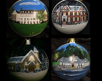 Custom House Ornament, Hand Painted Home Portrait, House Painted Bulb, Realtor Closing Gift