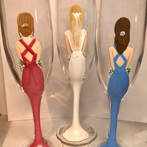 Team Bride, Bridesmaid Proposal, Custom Bridesmaid, Bridesmaid Champagne Flute, Portrait Flute, Bridal Shower, Bridesmaid dress