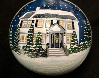 Custom House Ornament, House Portrait Christmas Ornament, Home Ornament, custom Painted House 4"