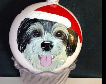 Dog Christmas Ornament Custom Painted Dog Portrait Ornament Bulb