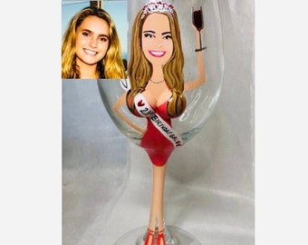 21 st Birthday Wine Glass, 21 Birthday, Birthday girl, Portrait wine glass, boob wine glass, Happy 21st Birthday, custom wine glass