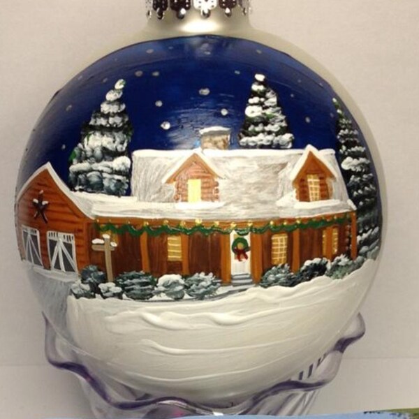 Custom Home Ornament,Custom Painted House Portrait Custom Painted House Bulb, Custom House Realtor Closing Gift