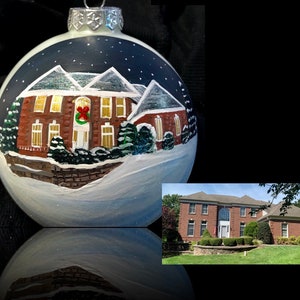 painted Home, Custom House Ornament, Painted House Christmas Ornament, Home Ornament, custom Painted House 4&quot;