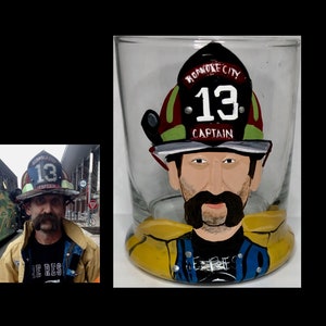 Caricature Glass, Custom Rocks glass, whiskey glass, scotch glass