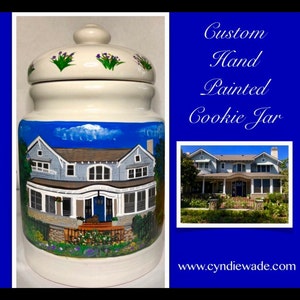 Custom painted cookie jar, bridal shower gift, house warming, realtor gift, painted cookie jar, cookie jars, personalized cookie jar