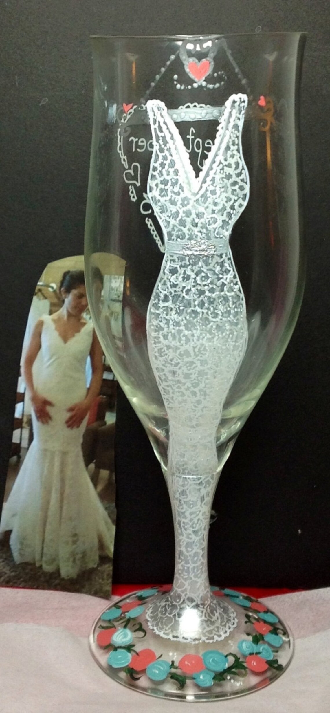 Wedding Dress Wine Glass Etsy