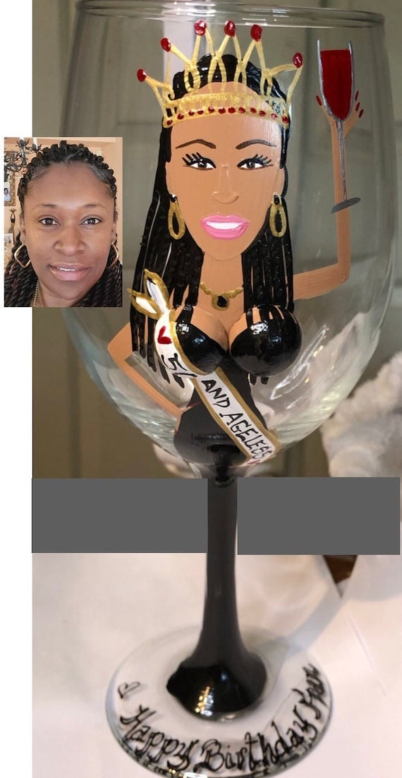 People Painted Wine Glass, Portrait Wine Glass, 50th Birthday, 60th Birthday,  50 and Fabulous, Custom Birthday Glass, Birthday Diva, - Etsy