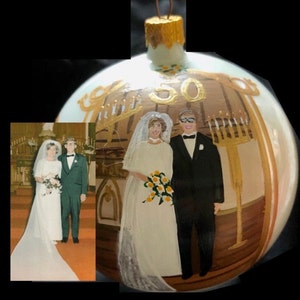 50th Anniversary Ornament, Golden Anniversary 50th Anniversary Ball, 25th Anniversary,, Custom Painted and Personalized Christmas Bulb