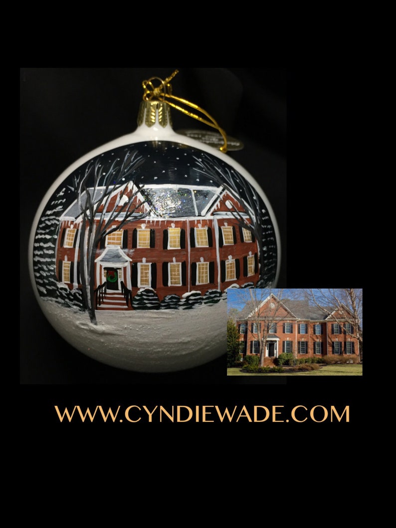 Custom Painted House Ornament, Custom First Home Ornament, Custom Painted House Bulb, Custom House Realtor Closing Gift image 4