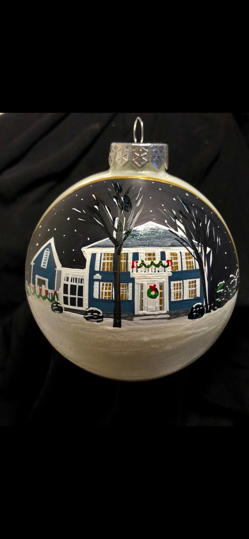 Custom Painted House Ornament, Custom First Home Ornament, Custom Painted House Bulb, Custom House Realtor Closing Gift image 1