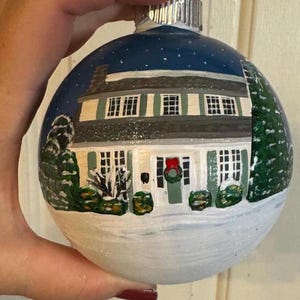 YOUR HOUSE Custom painted on a glass Christmas ornament, home Ornament, House Portrait Christmas Ornament, Home Ornament, custom Painted
