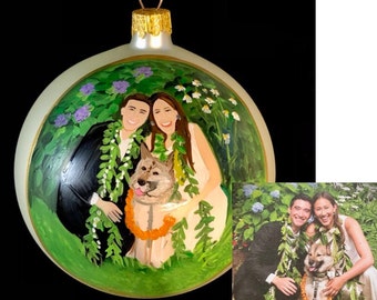 Wedding Ornament, Custom painted wedding ornament, Bride Groom Engagement Custom Painted and Personalized Christmas Bulb