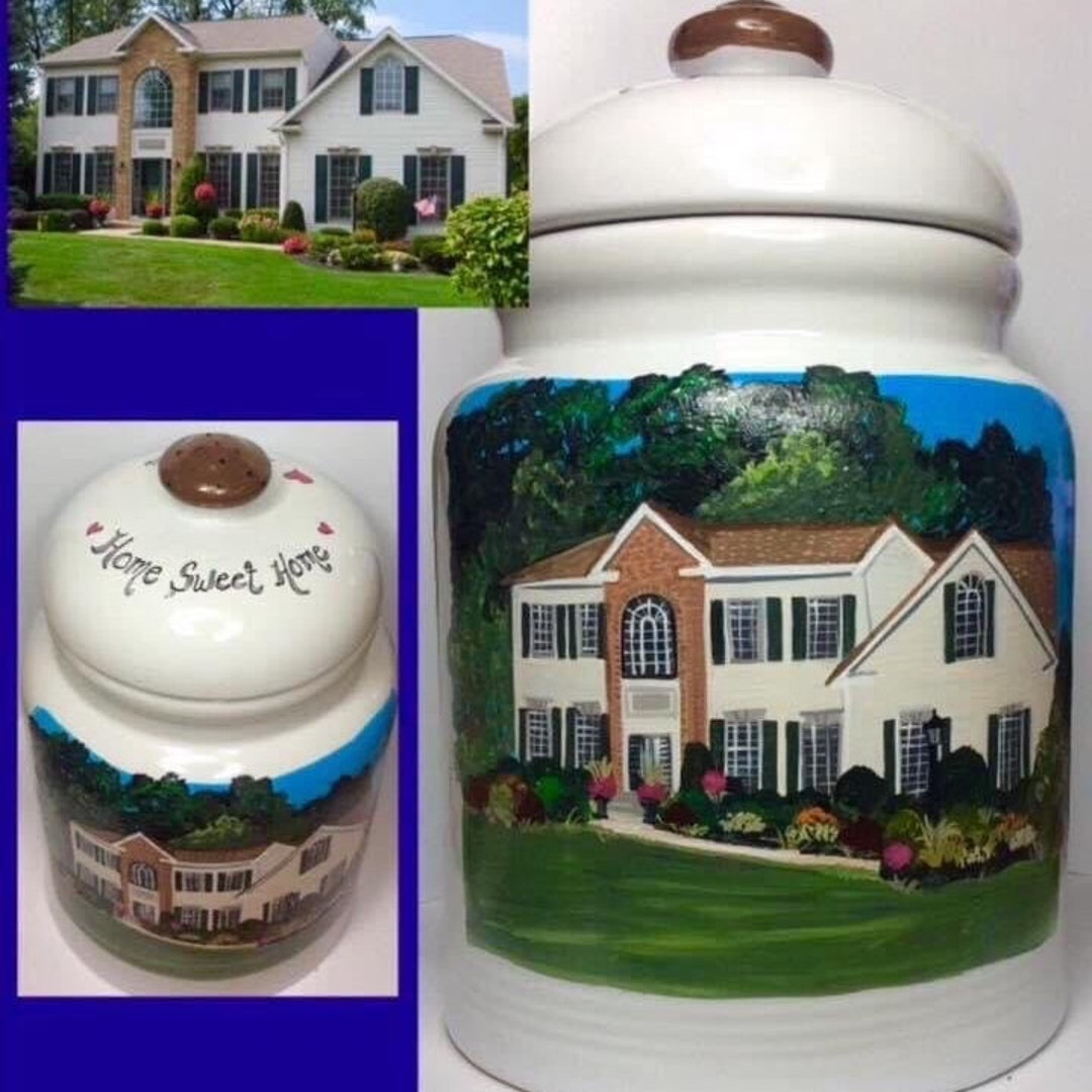 Custom Cookie Jar, House Warming, House Portrait, Cookie Jar, Realtor