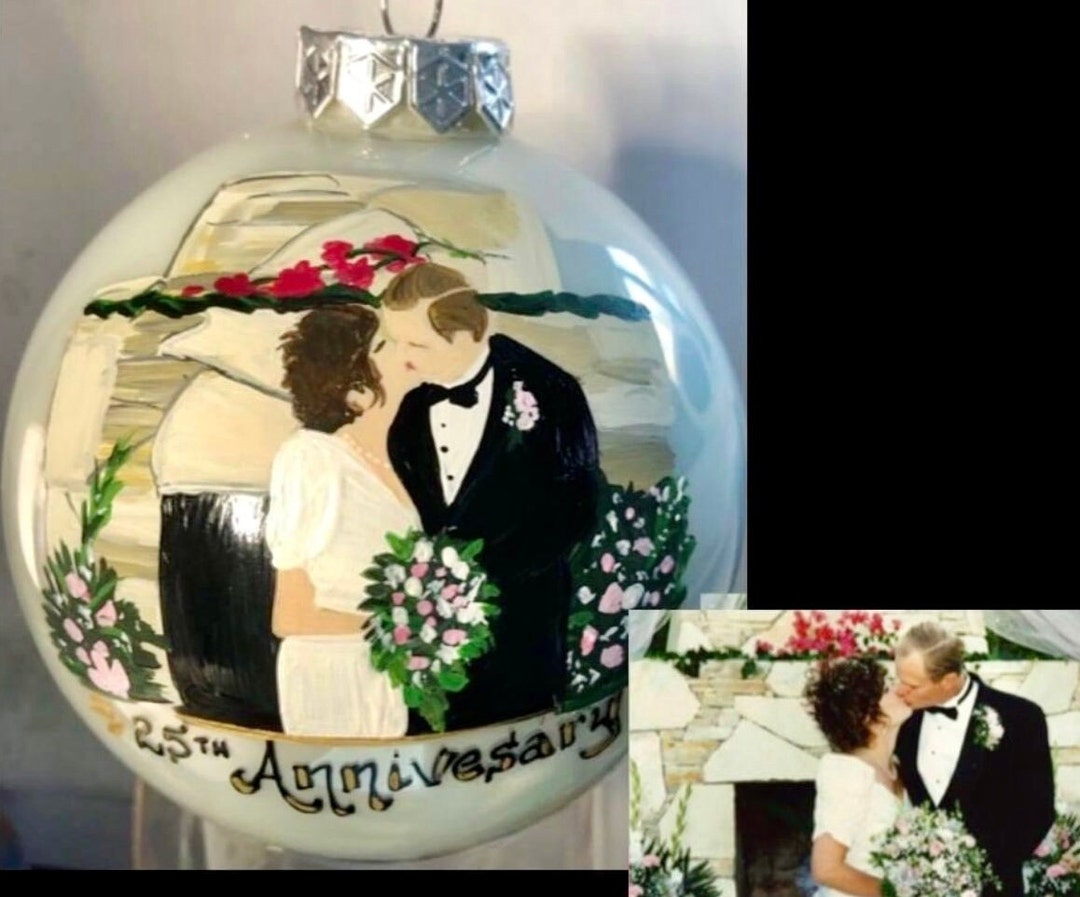 Exquisite Blown Glass Anniversary Ornament Custom Wedding Ornament ...