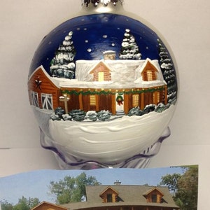 Custom House Ornament Hand Painted House Warming  Realtor Closing gift  First Home Ornament  Christmas House Glass Ball