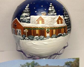 Custom House Ornament Hand Painted House Warming  Realtor Closing gift  First Home Ornament  Christmas House Glass Ball