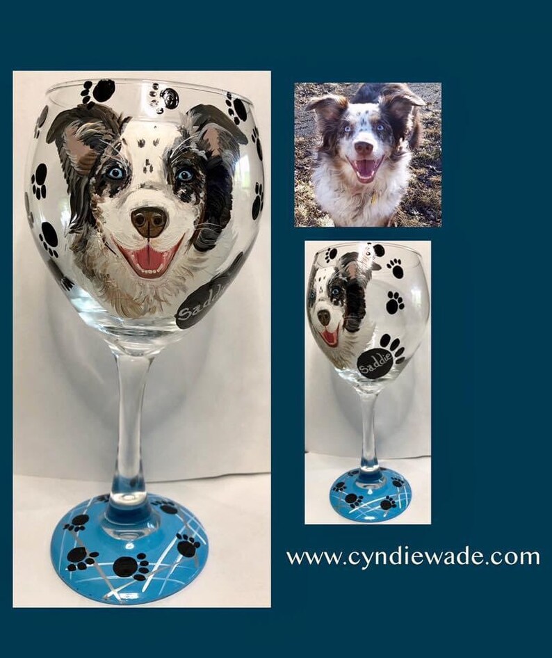 Custom Dog Portrait Wine Glasses Painted Dog Wine Glass Etsy