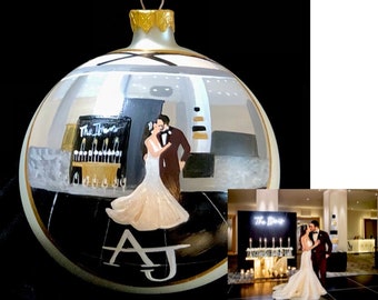 Wedding Christmas Ornament Painted Wedding Bulb Anniversary Engagement