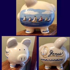 Personalized piggy bank, custom painted piggy bank in your theme , baby nursery, child gift, baby shower gift,child room decor, baby nursery