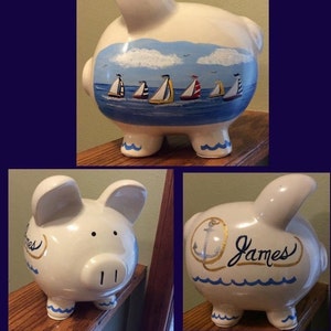 Piggy Bank, Custom Piggy Bank, Painted Piggy Bank, kids room, personalized Bank
