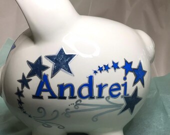 Personalized piggy bank, custom painted piggy bank, baby nursery, child gift, baby shower gift, child room decor, baby nursery piggy bank