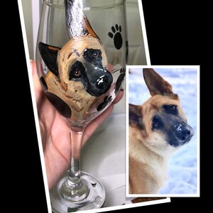 Custom Pet Portrait Wine Glass Cat Dog
