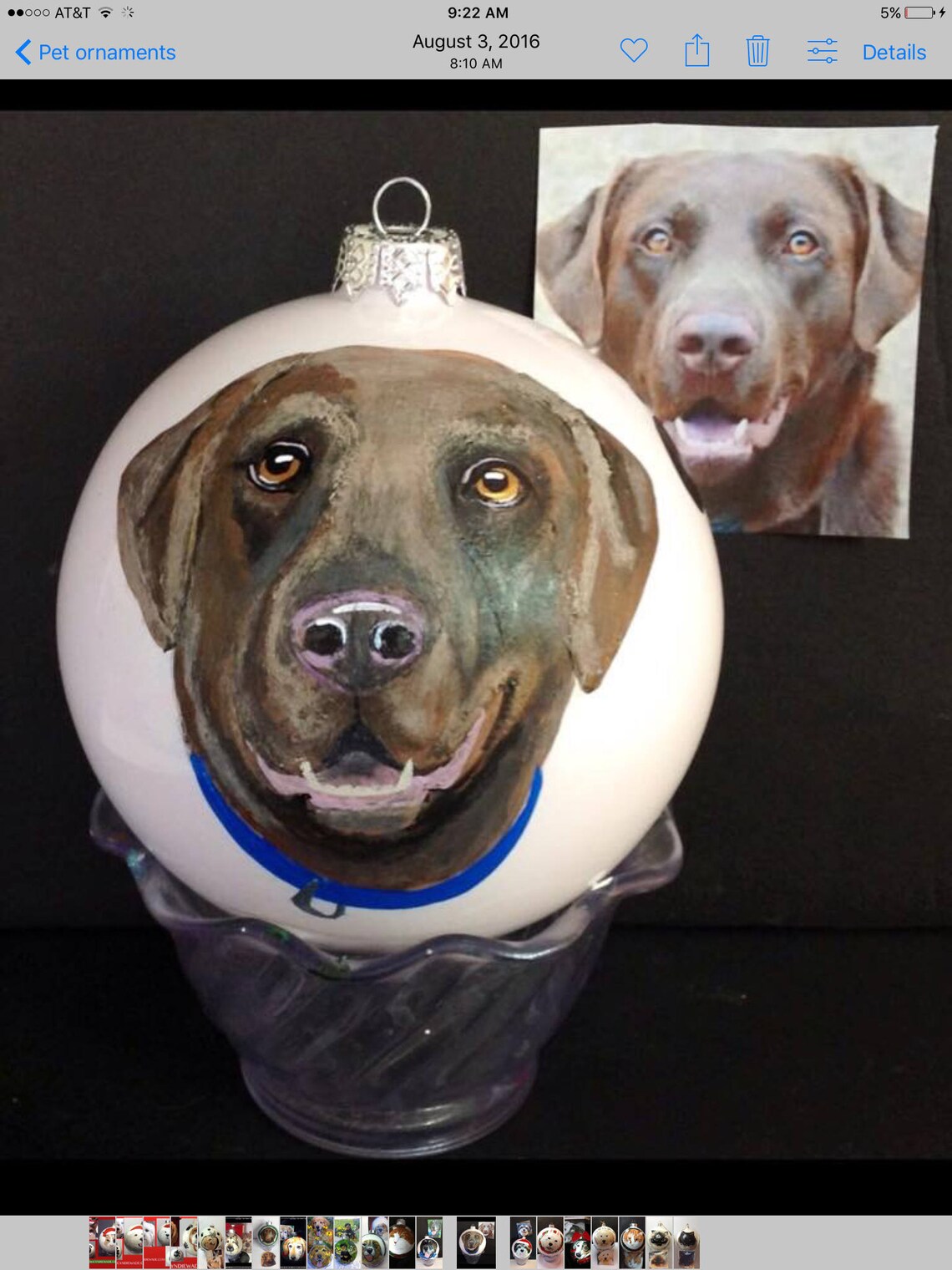 Portrait Dog Painted Ornament Custom Dog Puppy Paintec Bulb | Etsy