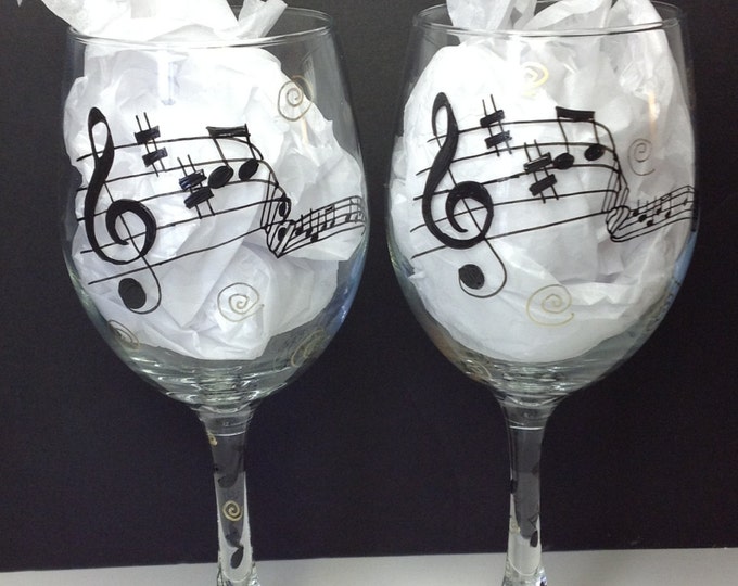Music Wine Glass. Musical Notes - Etsy