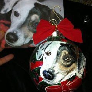 Painted dog, Dog portrait, Dog ornament, Dog Lover, Dog mom, Hand Painted Pet Portrait  Ornaments, 3”