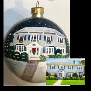 Custom Painted House Ornament, Custom First Home Ornament, Custom Painted House Bulb, Custom House Realtor Closing Gift